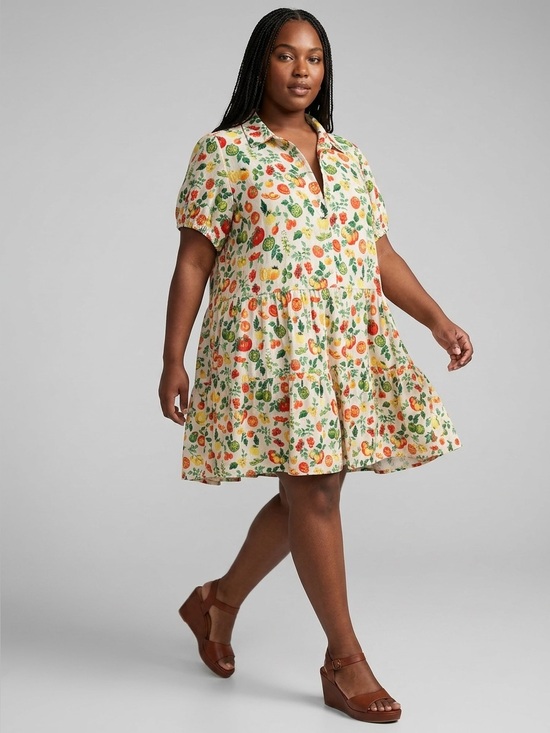 Jane and Delancey Dresses & Skirts - Jane + Delancey Veggie Print Button-Front Smock Dress size 1X